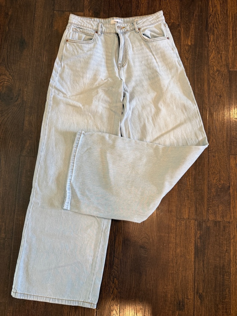 Forever 21 Light Blue Denim Jeans with Contrast Stitching
